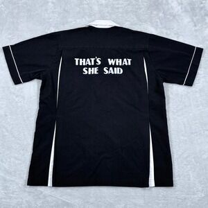 Cruisin USA Bowling Shirt Mens Small Black Thats What She Said‎ Tiger-Paw Retro